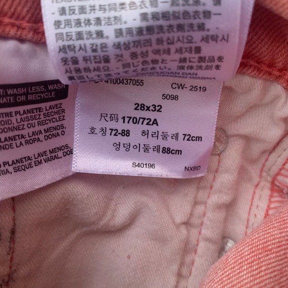 Levi’s Men’s High Rise 511 Slim Fit Barbie Core  Jeans Denim Pink Size 28x32 - Picture 11 of 11